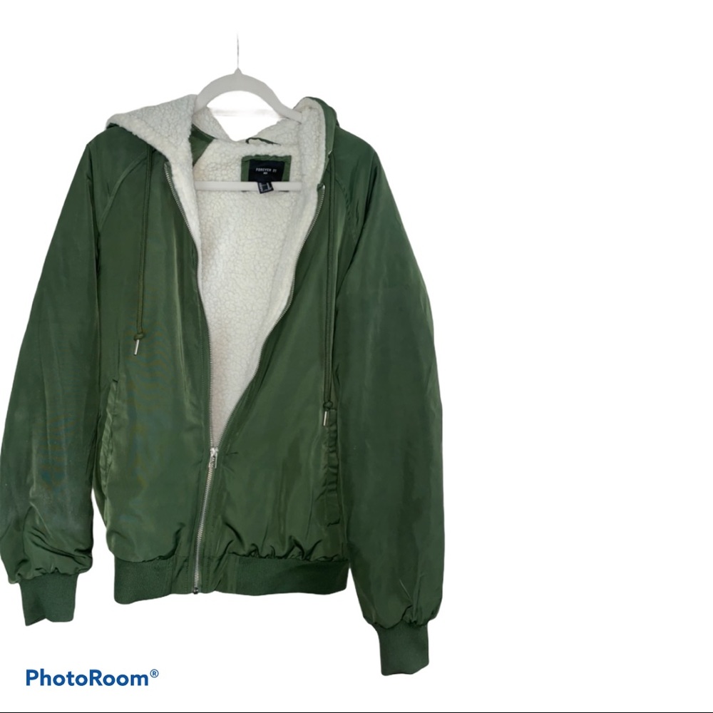 forest green oversized coat with fluff inside